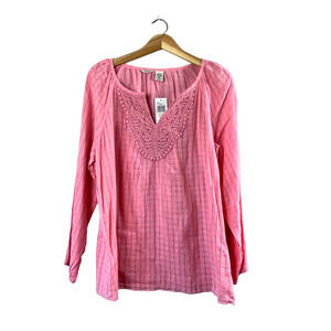 NWT Izod Pink Long Sleeve Coral Bay Blouse M